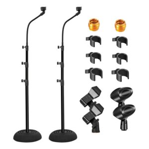 5Core Mic Stand Pair Floor Adjustable Universal Heavy Duty Gooseneck Microphone Stands Round Base Soporte De micrófono