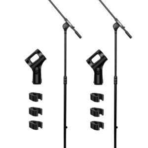 5 Core Mic Stand Pair Height Adjustable Universal Microphone Stands Floor w Telescoping Boom Arm